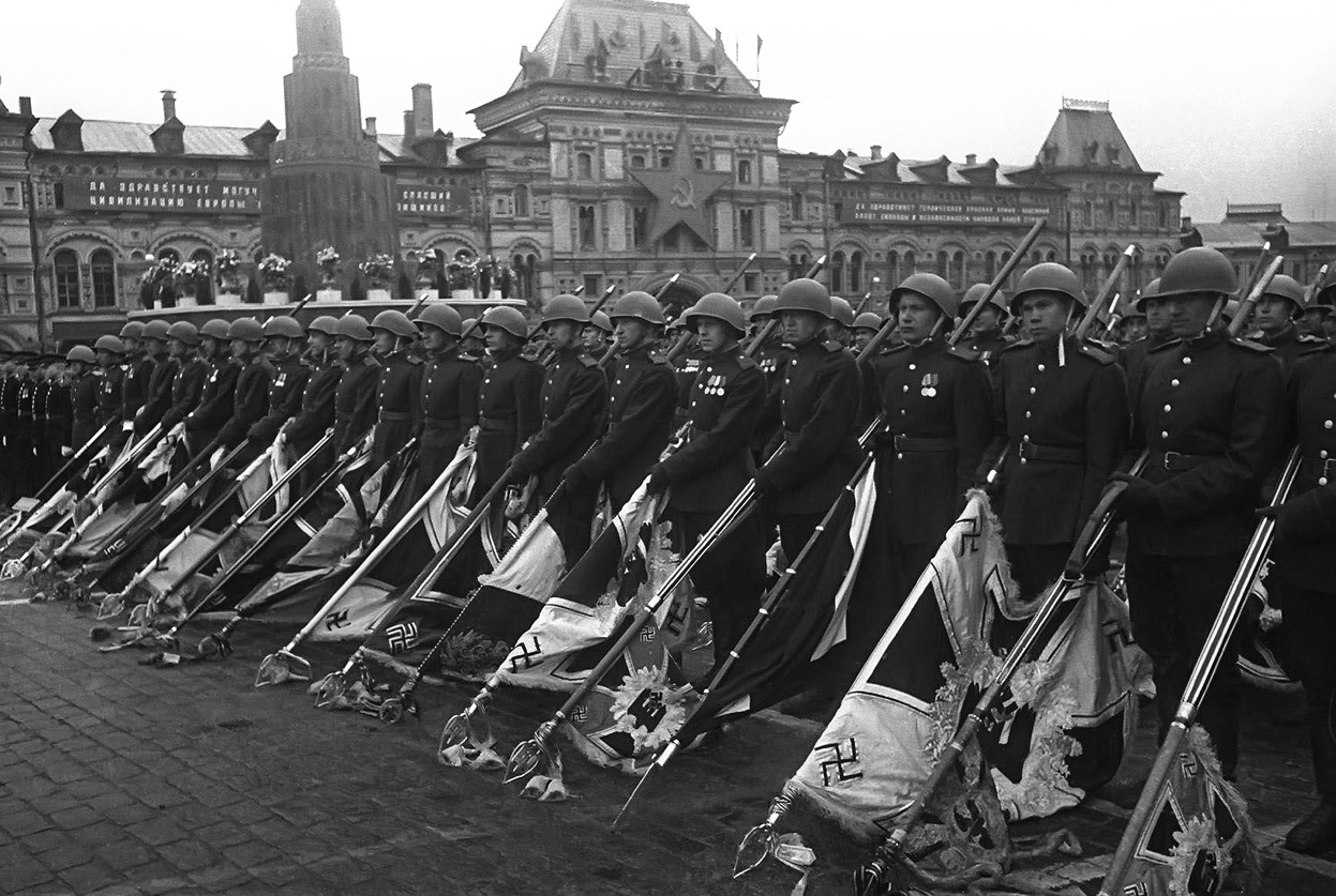 Image result for victory day red square, 1945, nazi military flags